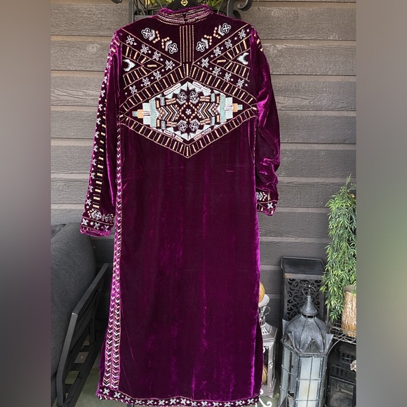 Crazy Train Purple Velvet Beaded Embroidered Western Duster Kimono Jacket S - Picture 16 of 16